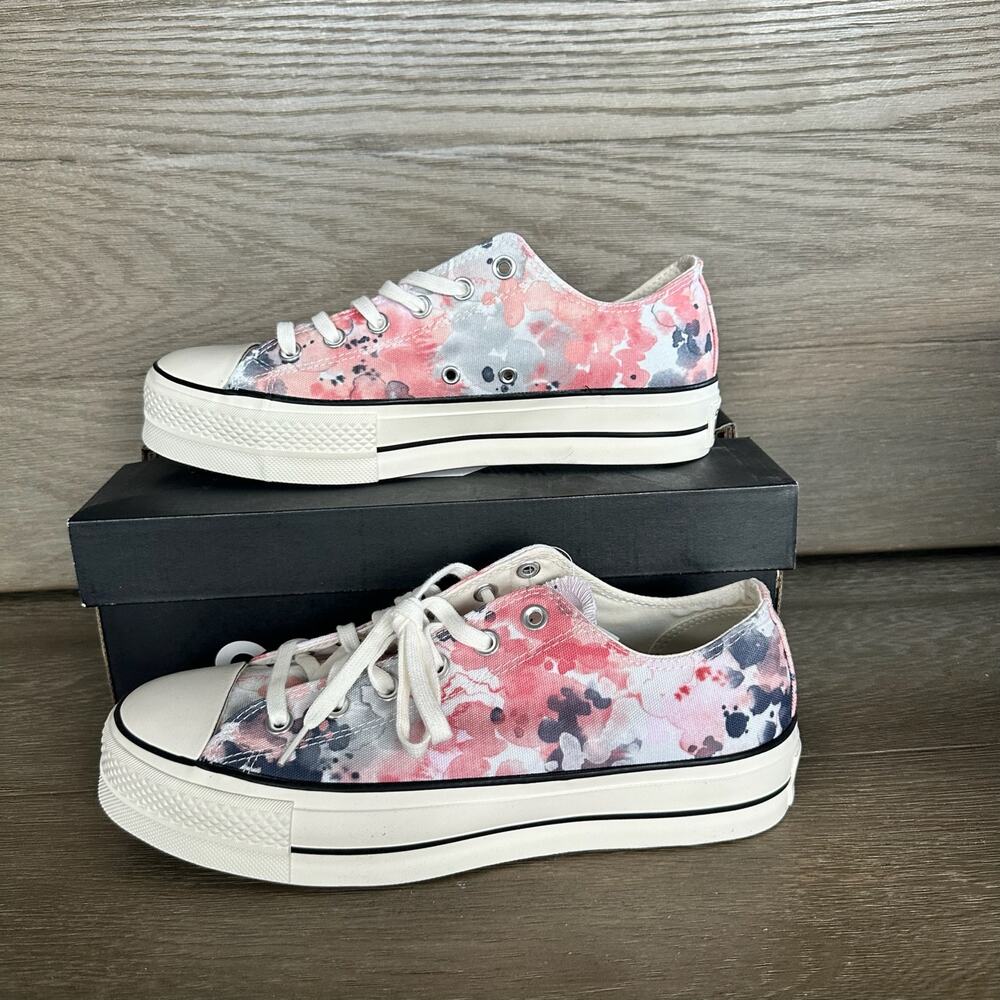 Converse Chuck Taylor Allstar Women’s 10 Platform Sneaker Washed Florals - Picture 2 of 7